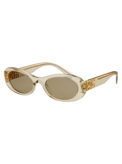 Miu Miu Mu 06zs Sand Transparent Sunglasses In Green