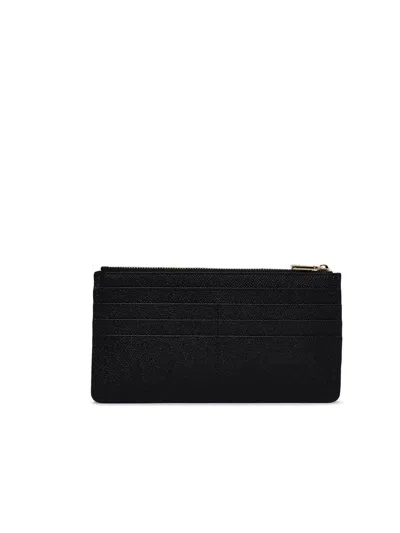 Dolce & Gabbana Large Card Holder With Branded Plate And Zip In Grainy Leather Woman In Black