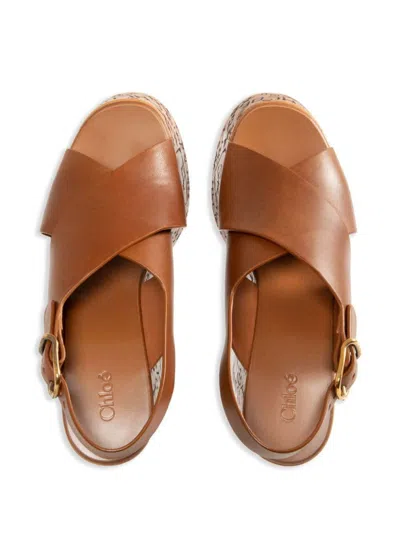 Chloé Maxime High Sandals Shoes In Brown