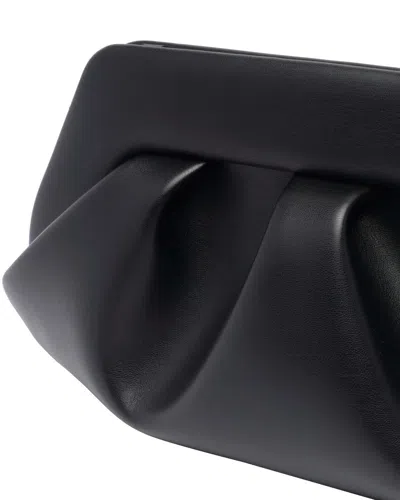 Themoirè Pleated Rectangular Shoulder Bag With Detachable Strap In Black