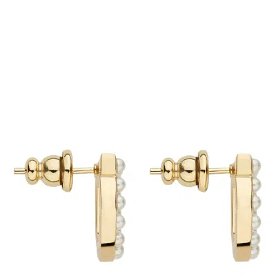 Ferragamo Gancini Earrings Gold-tone Finish Pearl Embellishments