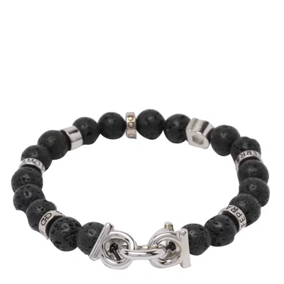 Ferragamo Men Gancini Logo Beaded Bracelet
