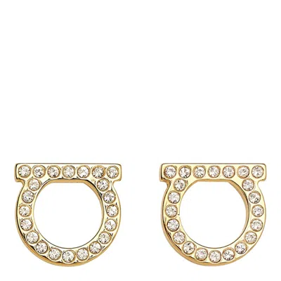 Ferragamo Gancini Earrings Gold-tone Finish Pearl Embellishments