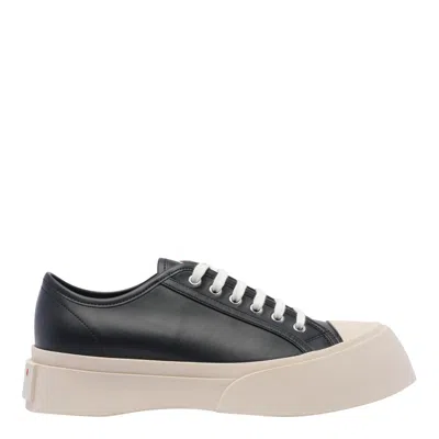 Marni Pablo Leather Low Top Sneakers In Black