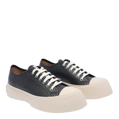 Marni Pablo Leather Low Top Sneakers In Black