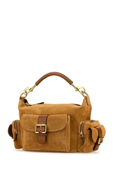 Chloé Structured Brown Clay Calfskin Crossbody Bag With Golden Details