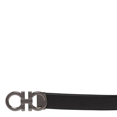 Ferragamo Reversible Gancini Belt In Black