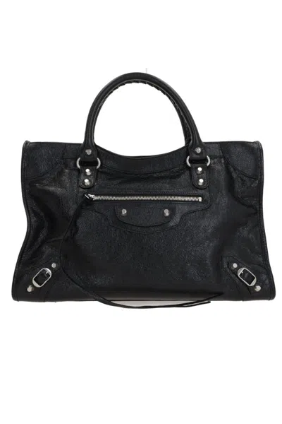 Balenciaga Small Le City Arena Lamb Bag In Black