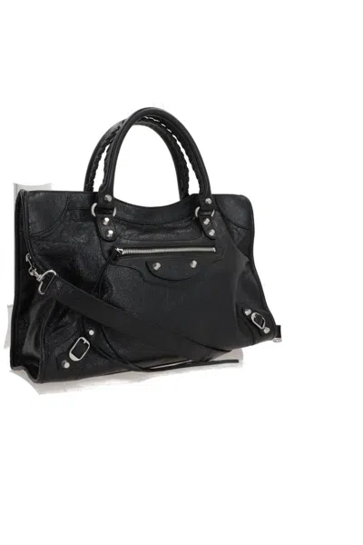 Balenciaga Small Le City Arena Lamb Bag In Black