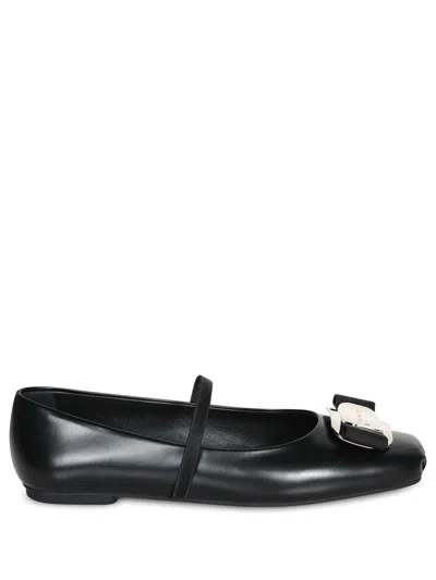 Ferragamo New Vara Bow-embellished Ballet Flats In Black