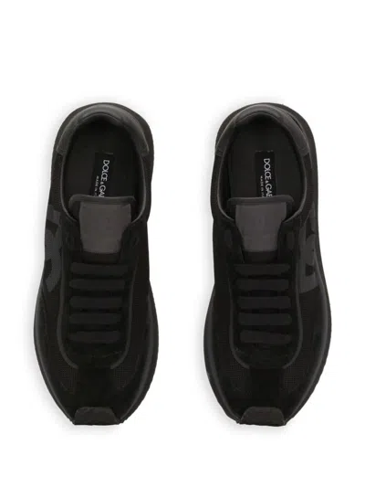 Dolce & Gabbana Low Top Sneakers Featuring Suede Accents In Black