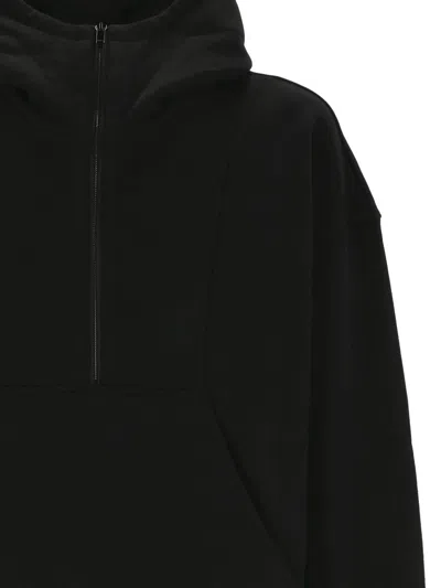 Saint Laurent Hooded Sweatshirt With Half Zip In Black