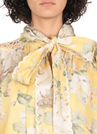 Zimmermann Robe Courte Acacia En Lin In Yellow