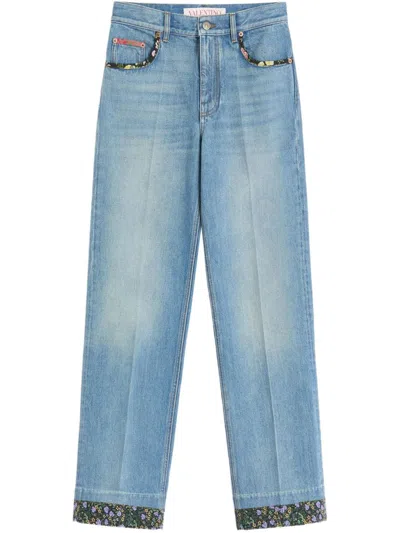 Valentino Embroidered Denim Trousers Woman Light Denim 28