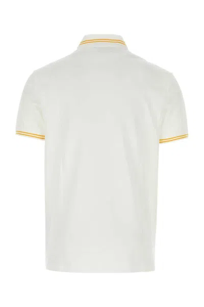 Versace White Polo Shirt With Classic Collar And Medusa Embroidery On The Front In White