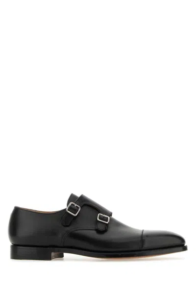 Crockett & Jones Lowndes Monk Strap Shoes With Almond Toe In Black