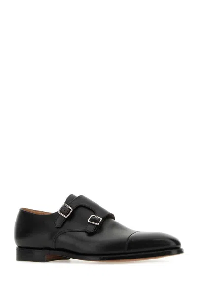 Crockett & Jones Lowndes Monk Strap Shoes With Almond Toe In Black