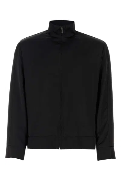 Valentino Satin Neck Sweatshirt With Zip Pockets In Black