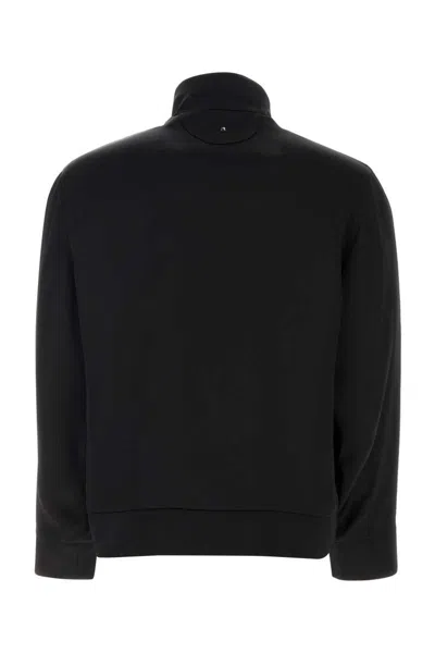 Valentino Satin Neck Sweatshirt With Zip Pockets In Black