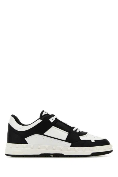 Valentino Garavani Men Two-tone Leather Freedots Sneakers In Black