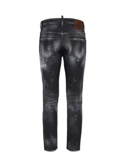 Dsquared2 Slim Fit Distressed Black Jeans With Edgy Detailing In Black