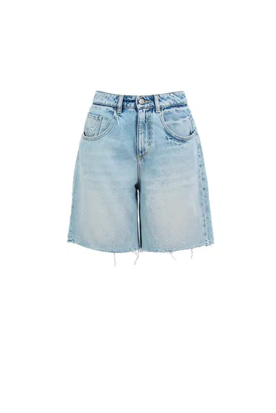 Icon Denim Grey Jeans With Wide Leg And Logo Patch On The Rear In Denim Woamn In Blue
