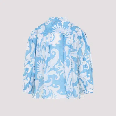 Etro Loose-fit Cotton Shirt With V-neck And Floral Pattern