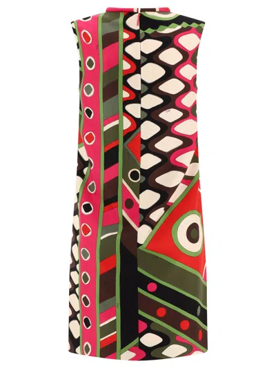 Pucci Abstract-print Silk Sleeveless Mini Shift Dress In Multi