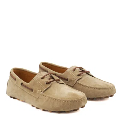 Tod's Gommino Leather-trimmed Suede Loafers In Brown