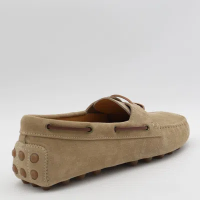 Tod's Gommino Leather-trimmed Suede Loafers In Brown