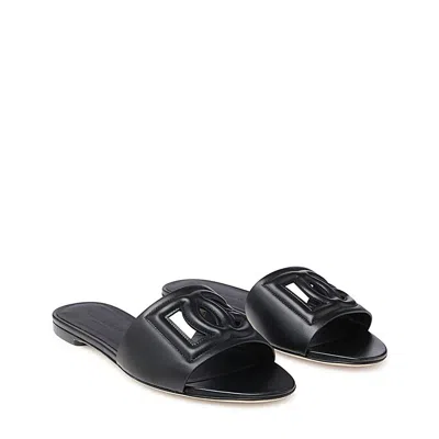 Dolce & Gabbana Dolce&gabbana Women Dg Logo Rubber Beachwear Sliders In Black