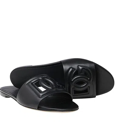 Dolce & Gabbana Dolce&gabbana Women Dg Logo Rubber Beachwear Sliders In Black