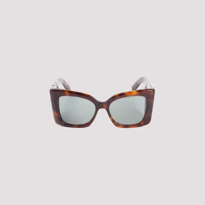 Saint Laurent Oversized Havana Green Acetate Sunglasses With Tortoiseshell Pattern In Brown