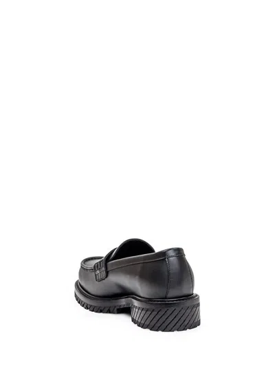 Off-white Stitch Detailed Leather Loafers For Men In Black In Black