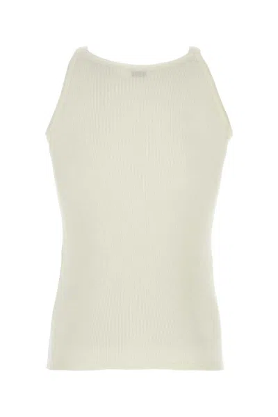 Saint Laurent Wool And Cotton Blend Tank Top In White