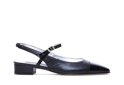 Carel Paris Leather Block Heel Ballerinas With Sling Back
