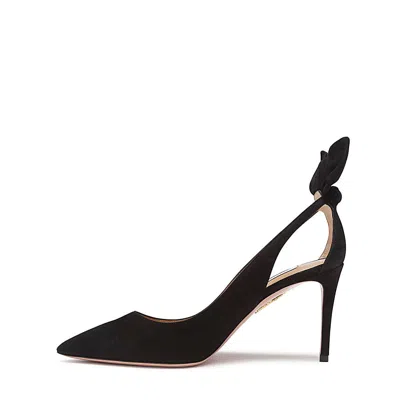 Aquazzura Bow Tie 105mm Leather Pumps In Black
