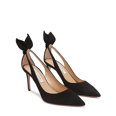 Aquazzura Bow Tie 105mm Leather Pumps In Black