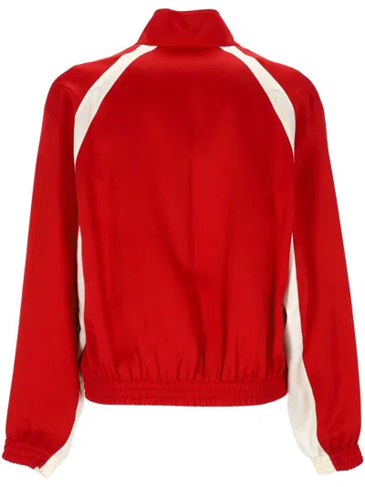 Saint Laurent Teddy Zip Bomber Jacket In Red