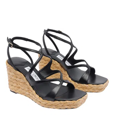 Jimmy Choo Ayla Square-toe Wedge Sandals In Black
