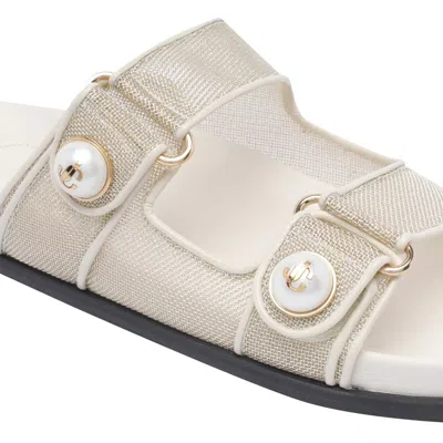 Jimmy Choo Fayence Logo Flat Sandals In Gray
