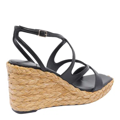 Jimmy Choo Ayla Square-toe Wedge Sandals In Black