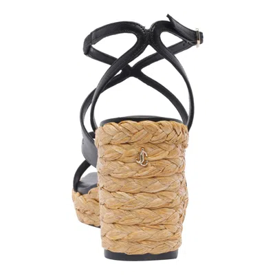 Jimmy Choo Ayla Square-toe Wedge Sandals In Black