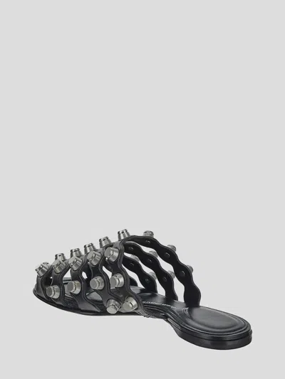 Alexander Wang Black Leather Sandals In Black