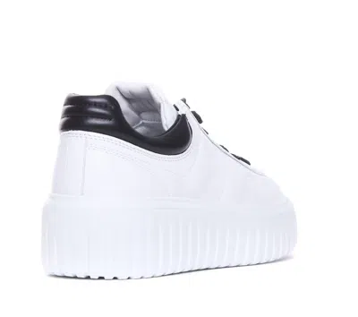 Hogan H-stripes Leather Sneakers With Contrasting Detail In White