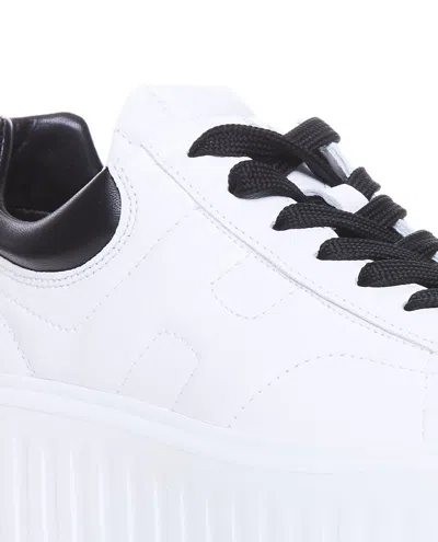 Hogan H-stripes Leather Sneakers With Contrasting Detail In White