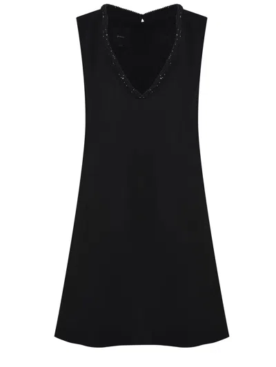 Pinko Mini Dress With Jewel Neck In Black