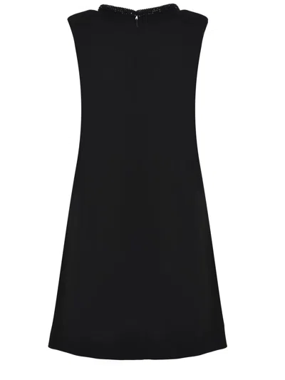 Pinko Mini Dress With Jewel Neck In Black