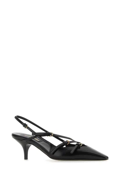 Miu Miu Buckle-embellished Slingback Pumps In Black