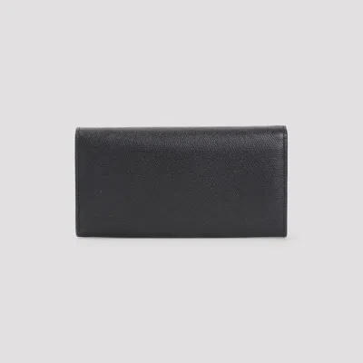 Valextra Grained Calf Leather Chain Wallet In Black